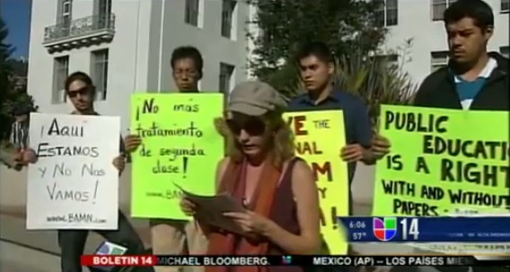 VIDEO: Univision coverage of Berkeley BAMN press conference to save National Dream University