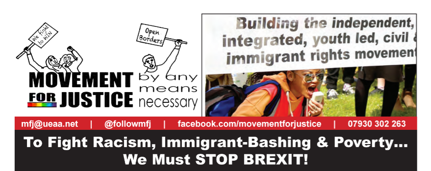 To Fight Racism, Immigrant-Bashing & Poverty We Must STOP BREXIT!